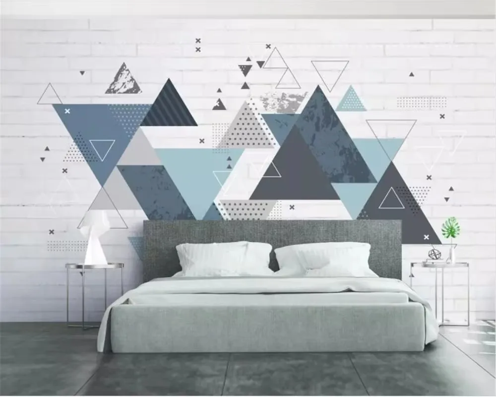Custom 3d wallpaper Nordic abstract geometric triangle living room sofa bedside wall wall papers home decor wallpaper