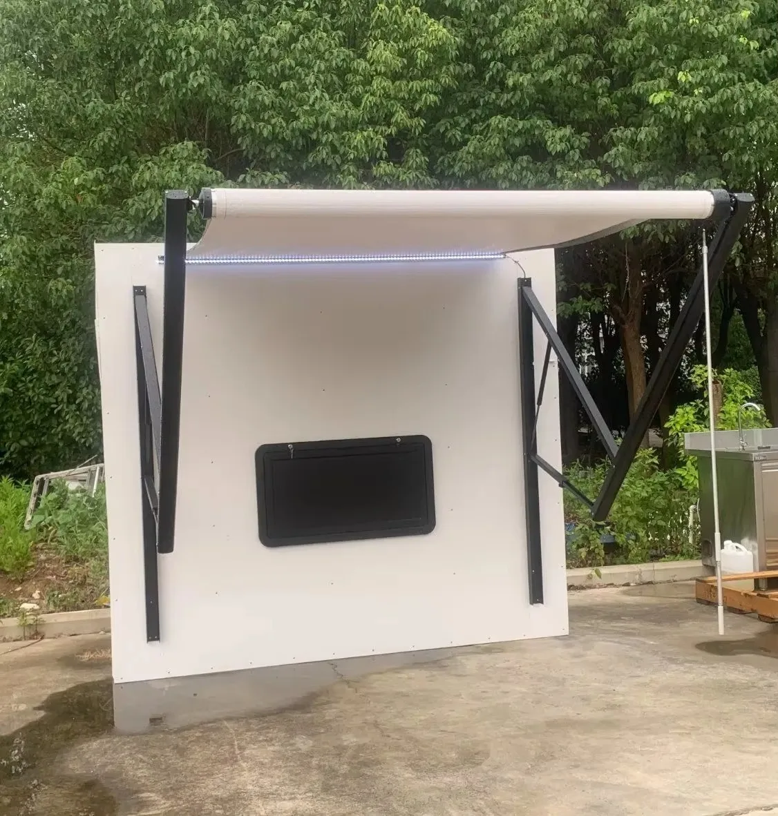 ATVFolding Aluminum Alloy RV Trailer Awning 12V Remote Control With LED Lights
