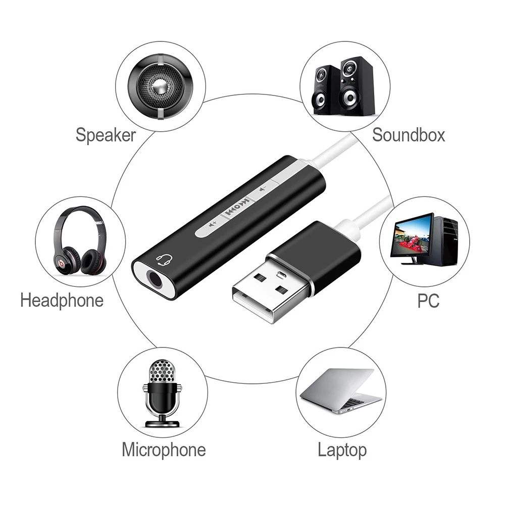 2 in 1 USB Sound Card 7.1 ช่อง USB 2.0 มินิแจ็ค 3.5 มม.อะแดปเตอร์เสียงอะแดปเตอร์เสียงภายนอก 3D สําหรับแล็ปท็อปชุดหูฟังไมโครโฟน