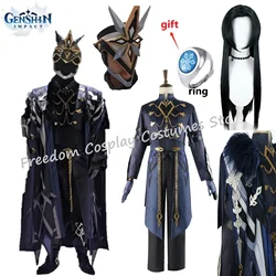 The Captain Cosplay Costume Il Capitano Wig Outfit Game Genshin Impact Anime Fatui Mask Style Halloween Party Roleplay Suit