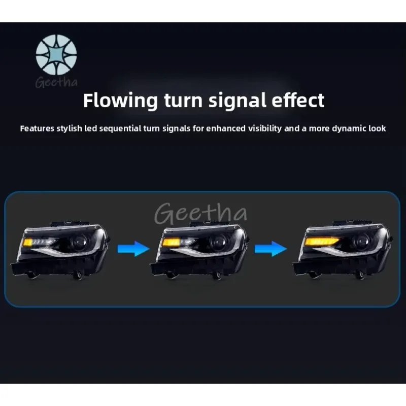

For Factory New 12V 60W LED Headlights Assembly Modified Running Lights for Chevrolet Camaro 2014-2015 4600 Lumens 5600K 1 Year