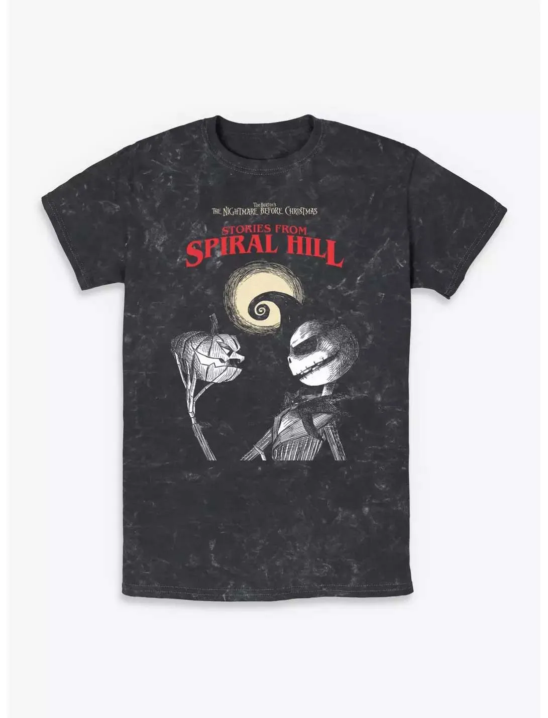 

Disney's New Fashion Nightmare Before Christmas Pumpkin King Frame Print Mineral Wash Women's Short Sleeve Loose Casual T-Shirt
