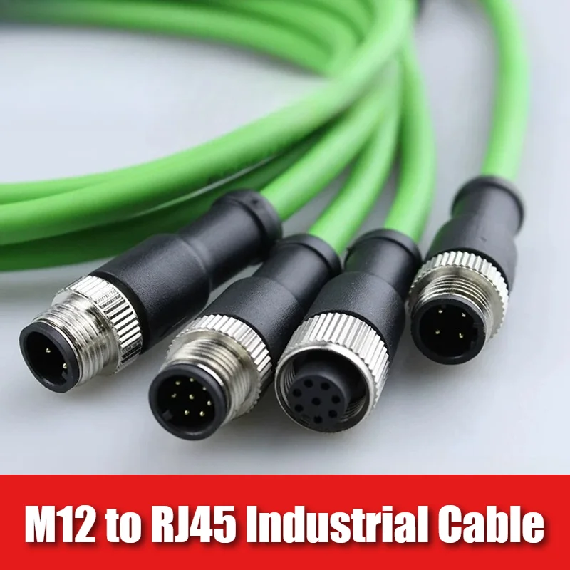 Industrial Grade M12 4Pin D-Type Plug to RJ45 Network Wire Waterproof 4pin Encoding Ethernet Cable 4Pin D-code Sensor Line 1-20M