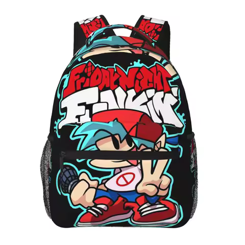 Friday Night Funkin, Boyfriend Backpacks Boys Girls Bookbag Students School Bags Cartoon Rucksack Shoulder Bag Large Capacity