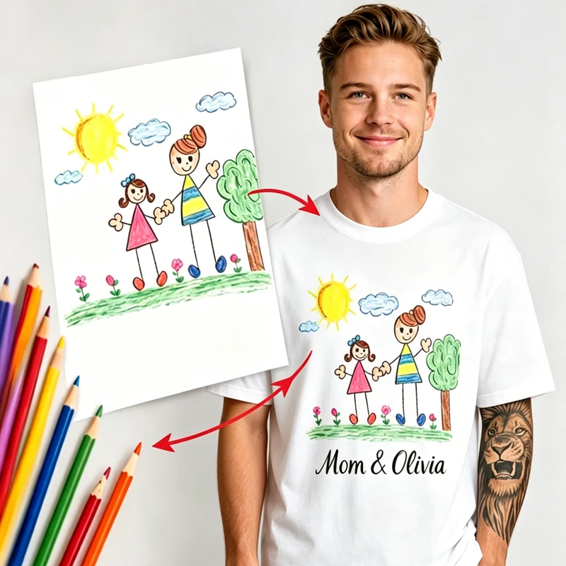 Custom Blank Art T Shirt Adult Kids Personalized Creative Child Drawing Team Uniform Hand Drawn Picture Tee Flea Market Retail