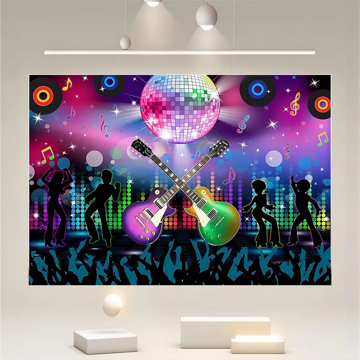 Karaoke Party Rock Background Hip Hop Theme Birthday Party Decoration Back to 70s, 80s, 90s Disco Party Photography Background