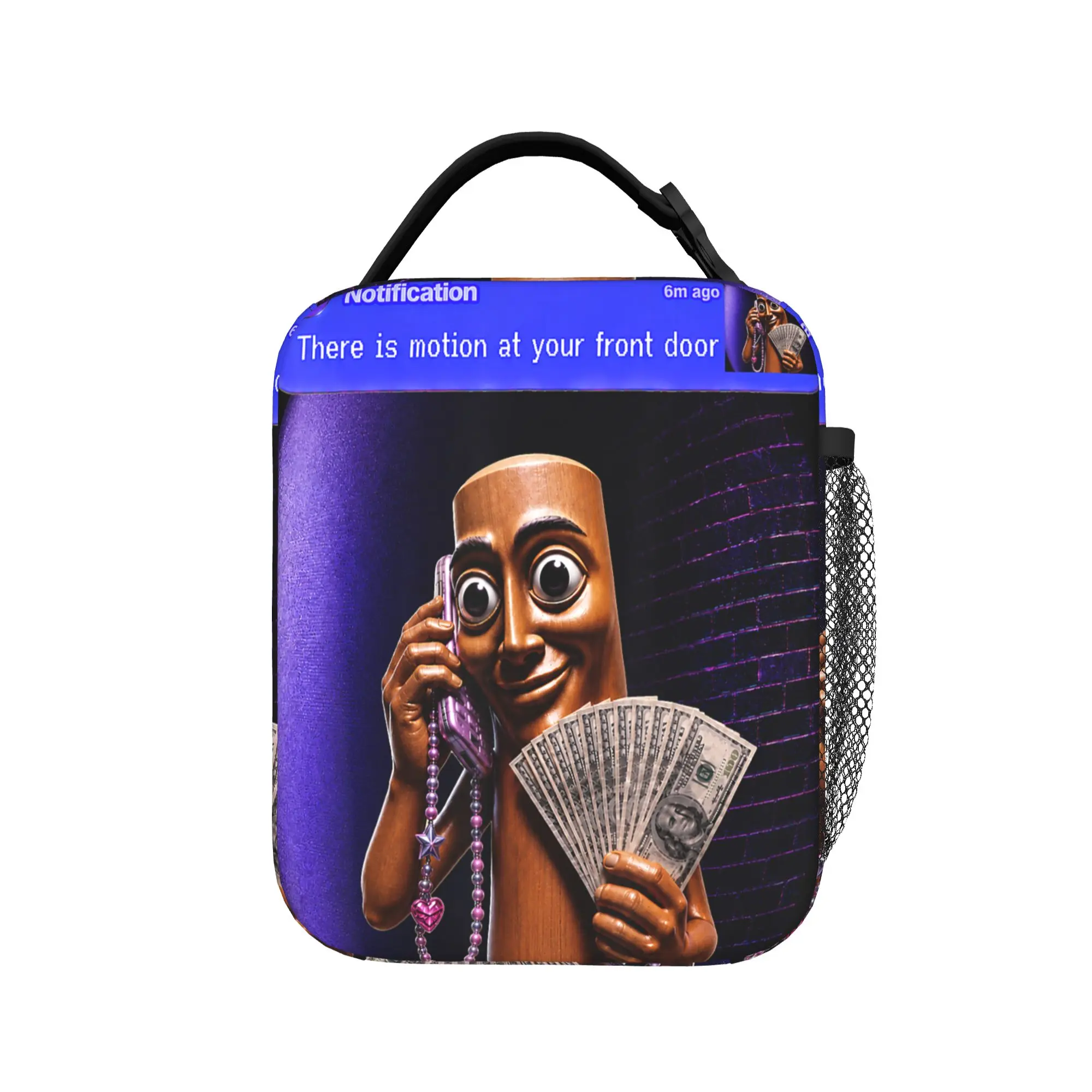 There is Motion At Your Front Door Tung Tung Sahur Lunch Bag  Picnic Lunch Box For Women Vintage Print Thermal Lunch Bags