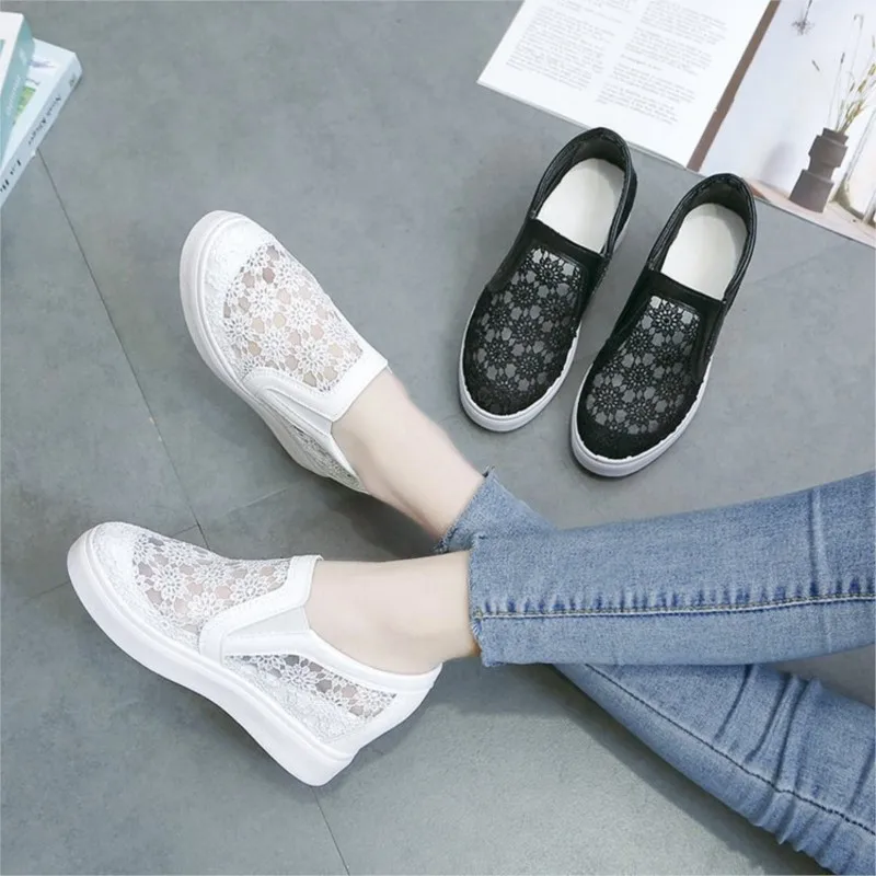 Women's shoes Spring autumn casual platform thick soled student sneakers Breathable mesh sports shoes heightening shoes C1399