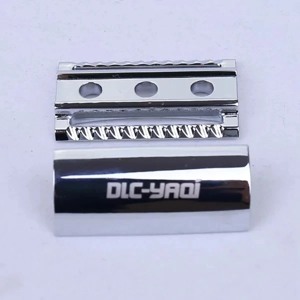 YAQI винтажная хромированная зубчатая бритвенная головка с двойным лезвием для мужчин, портативная дорожная бритвенная головка в стиле минимализм