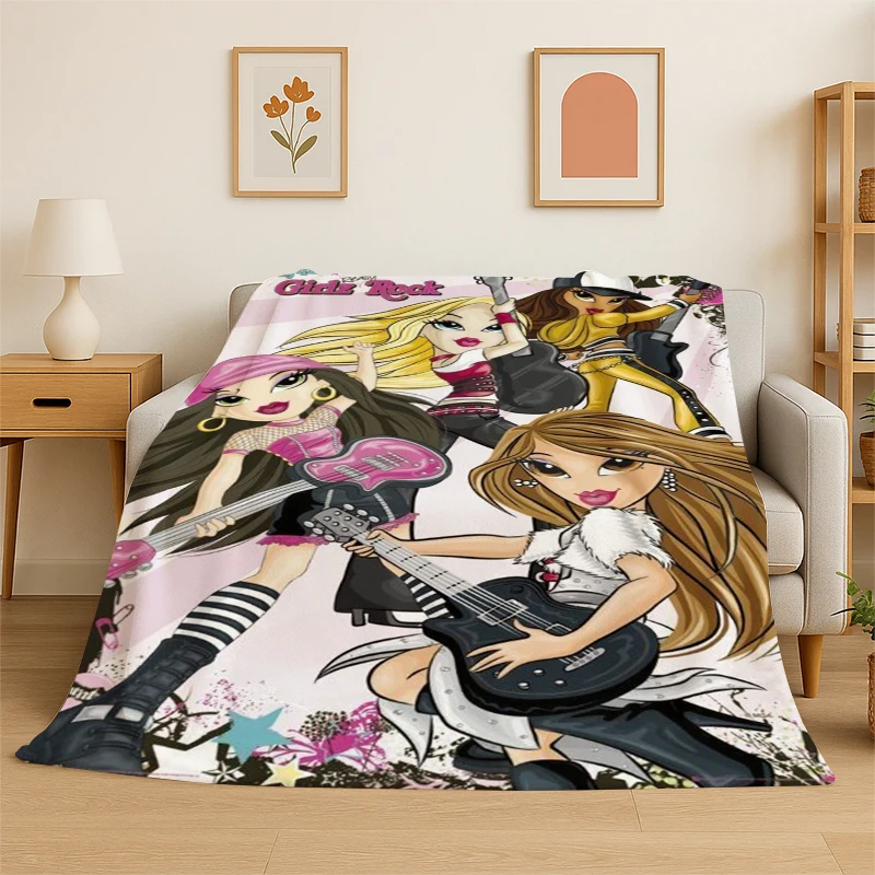 

Bratz Doll Kawaii Girl Cartoon Flannel Blanket Soft Warm Throw Blanket for Bedroom Living Room Bed Travel Camping Picnic Gift