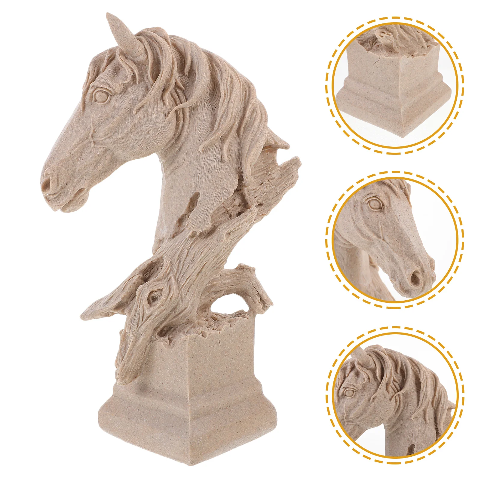 

Vintage Resin Horse Head Sculpture Lifelike Desktop Decoration Retro Home Office Ornament Elegant Craftsmanship Horse Head Decor