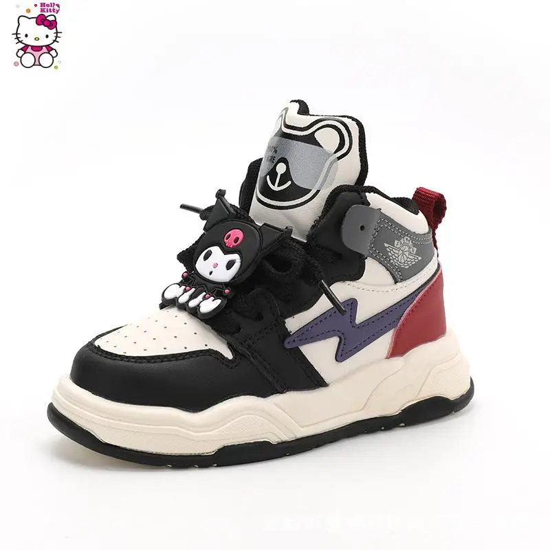 Sanrio menina minha melodia sapatos kuromi sapatos esportivos tubo médio fundo macio tênis de corrida dos desenhos animados moda confortável bonito anti-deslizamento