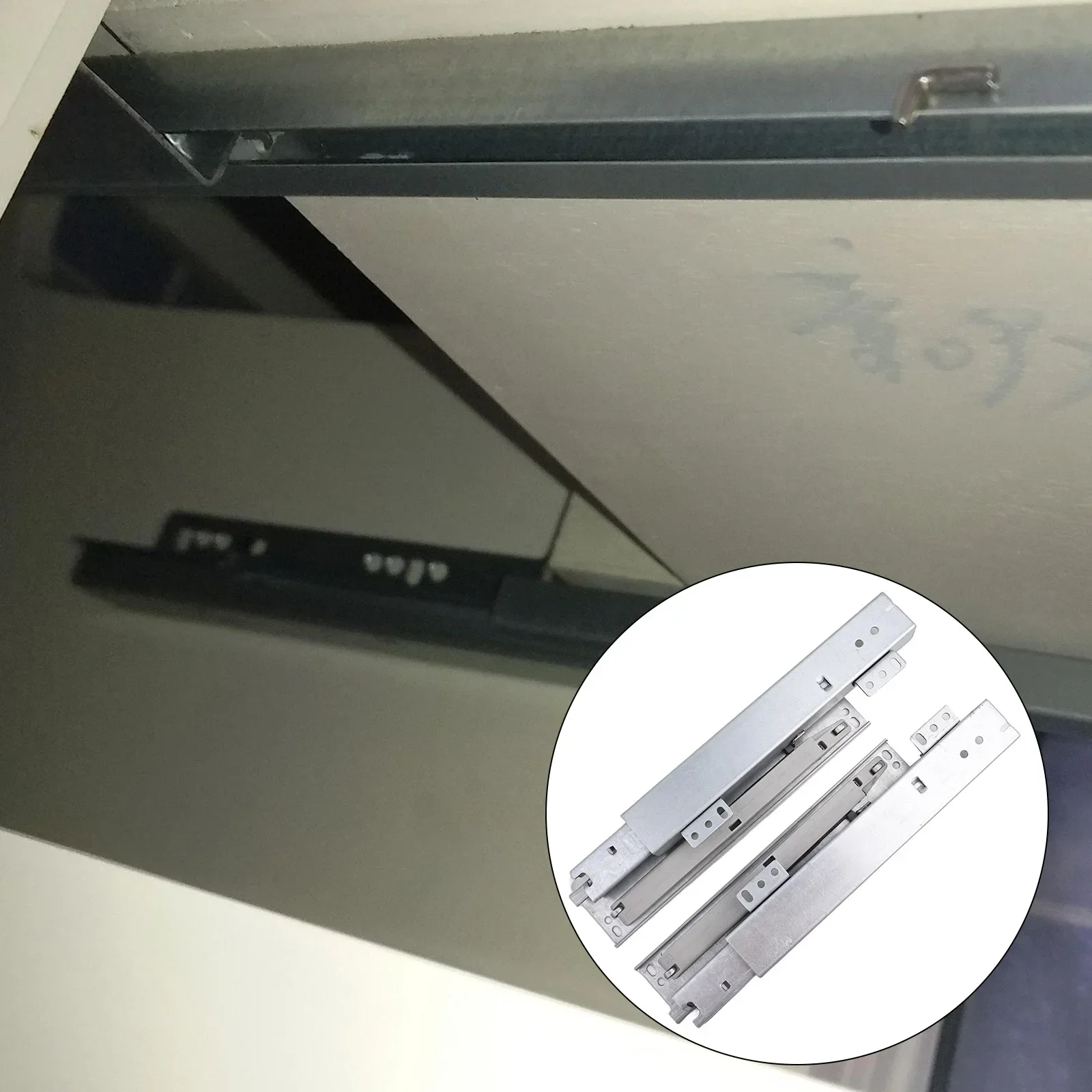 Slide Rail Underfloor Guides Floor Mounted Soft-close For Cabinet  Drawer Furniture Cabinet Damping Buffer Slide Rail