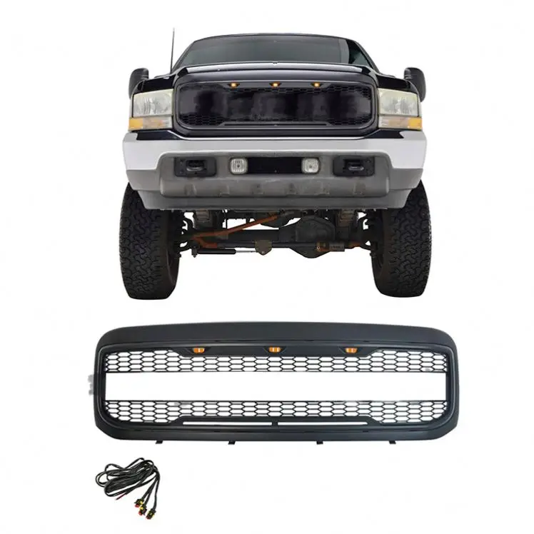 

Gobison 2005 2006 2007 Raptor Style Grill Front Raptor Car Grille With Amber LED Lights For FORD F250 F350 F450