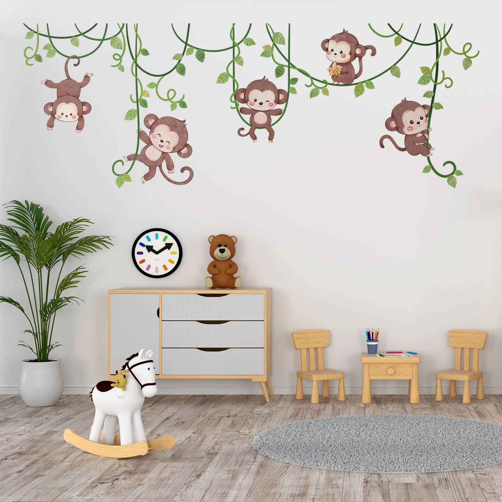 Safari Jungle Woodland Animals Wall Decals Wall Stickers for Boys Girls Baby Nursery Kids Bedroom Living Room Classroom Decor