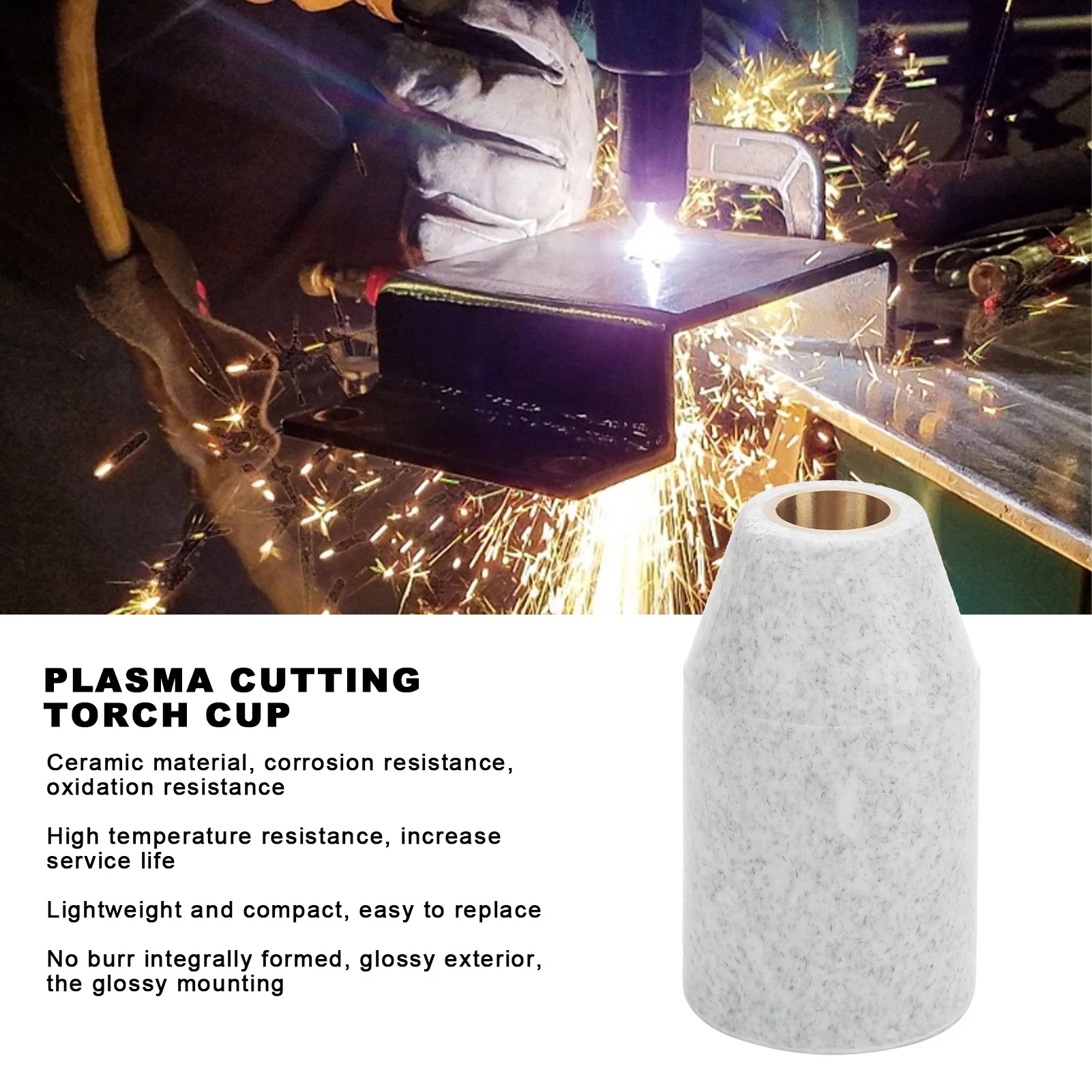 

Ceramic Plasma Cutter Cup, Plasma Cutting Torch Cup Ceramic Cutter Replacement Industrial Accessories 9‑8218