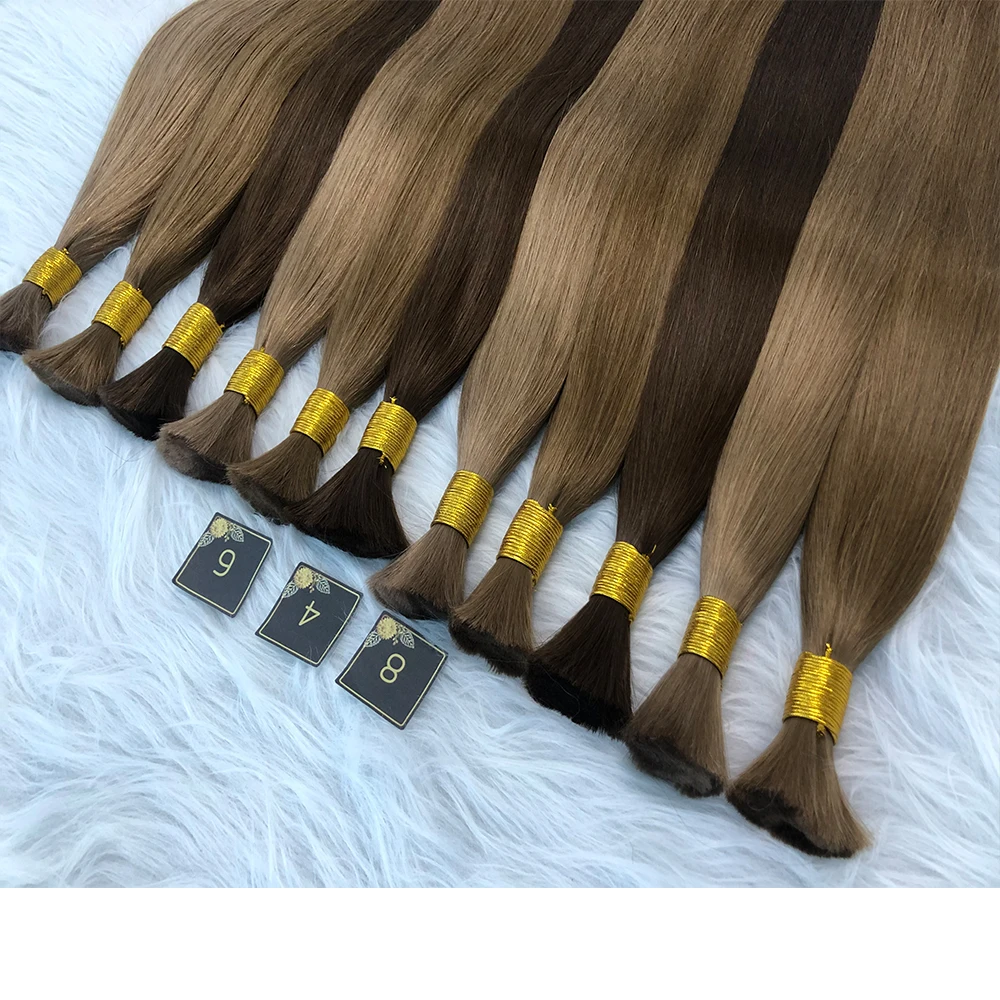 Double Drawn Russian Hair Real Human Hair High Quality Virgin Cuticle Aligned Straight Hair Bulk for Braiding