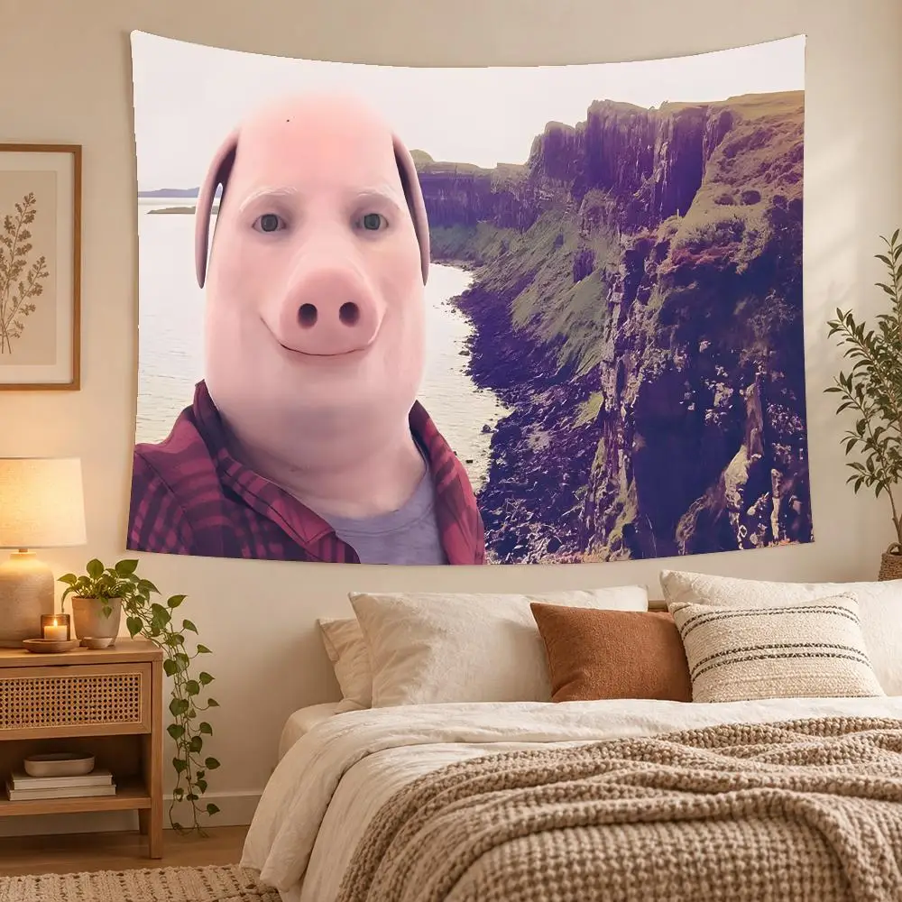 Internet Celebrity J-John Pork Tapestry Wall Decoration Suitable For Living Room Bedroom Study Party Home Decor Gift