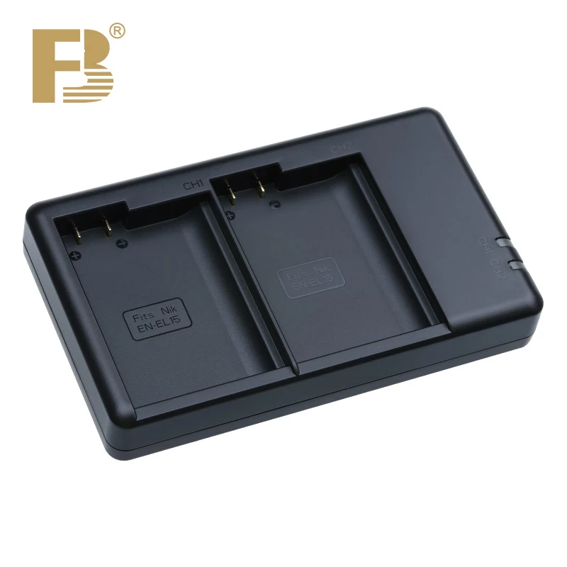 FB EN-EL15 EL15C Battery Charger Dual Slot for Nikon D500 D600 D610 D7100 D7200 D750 D780 D800 Z6II Z7II D810 D850 D7100 D7500