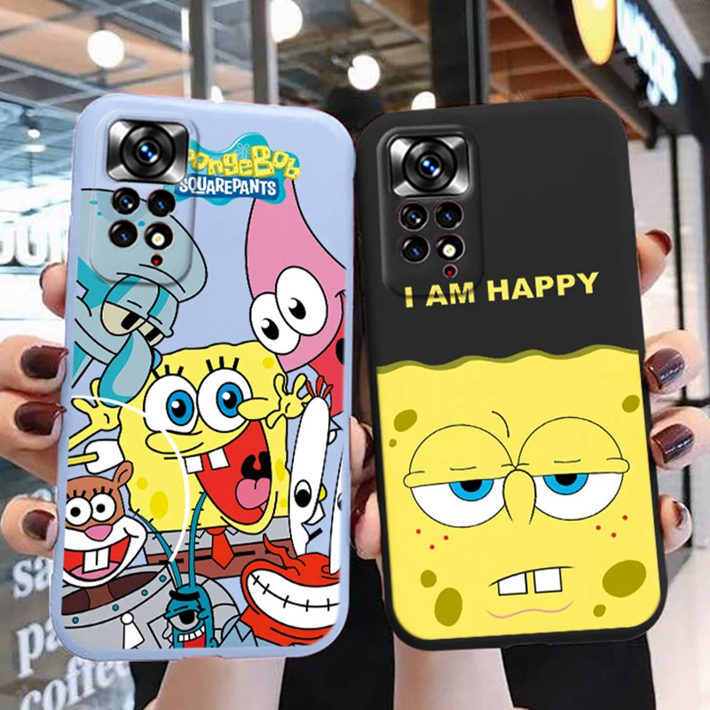 Funny Cartoon SpongeBob SquarePants Phone Case for Xiaomi Redmi Note 11 11S Note11S 4G Cute Patrick Star Silicone Soft TPU Cover