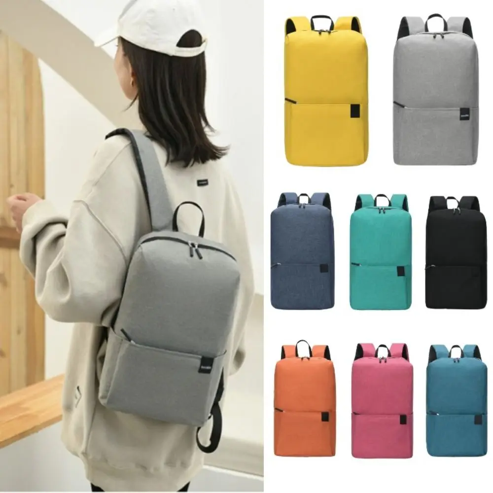 Portable Large Capacity Small Backpack Solid Color Waterproof Travel Bag Multiple Pockets Unisex School Bags Travel