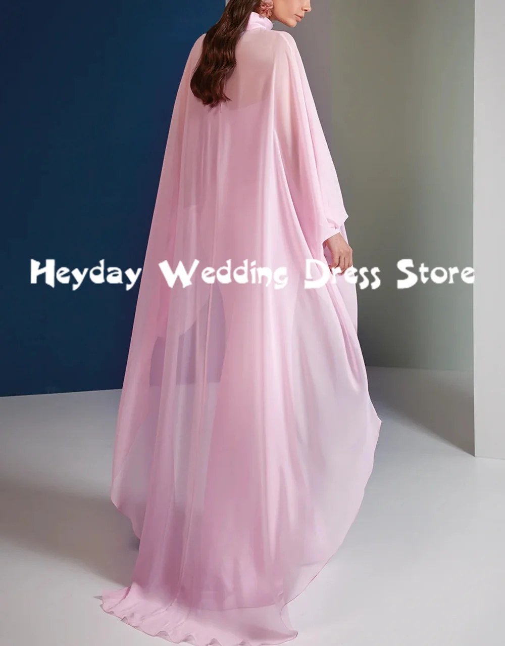 헤이데이 여성용 O넥 머메이드 심플 사우디 이브닝 드레스 쉬폰 긴 소매 바닥 길이 포멀 엘레강트 드레스 2025