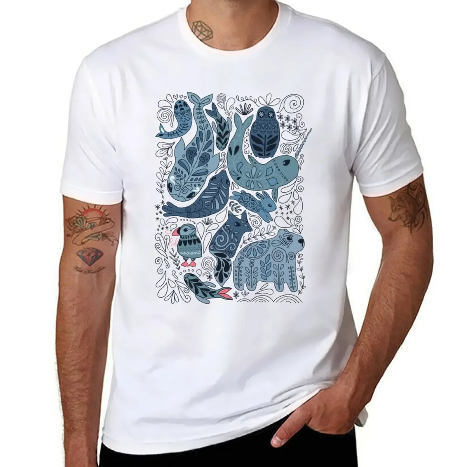 T-Shirt cute clothes oversizeds funnys mens graphic t shirts Arctic animals Narwhal polar bear whale puffin owl fox seal