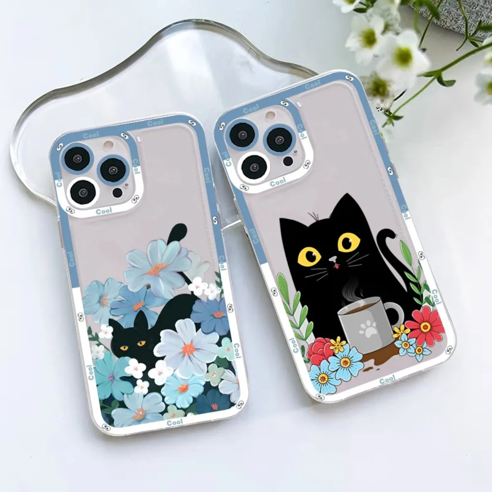 Retro Oil Painting Van-Gogh Cat Phone Case For iPhone 15 13 14 Pro Max XS XR 12 11 Pro 13 Mini Soft Clear Back Cover