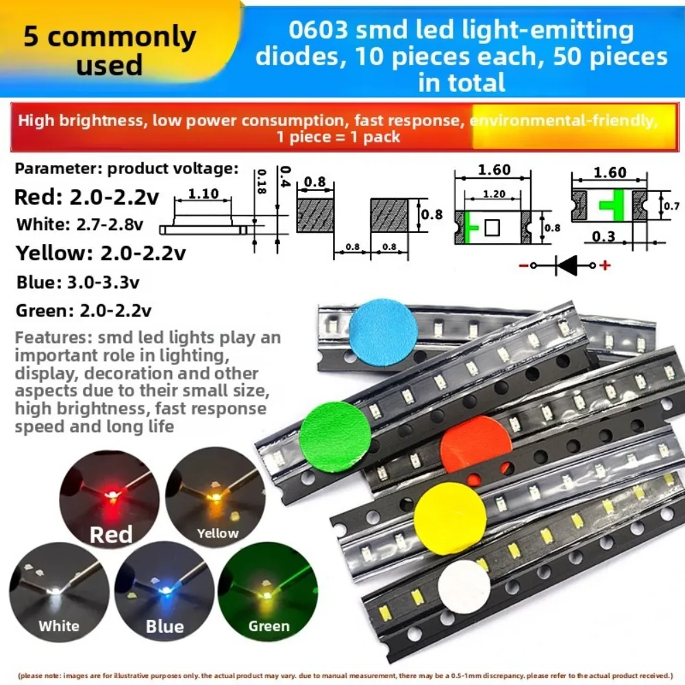 20pcs/50pcs Professional 0805/0603 SMD SMD LED Diode RGB Multi-Color LED Chip DIY Light Beads Electronic Projects