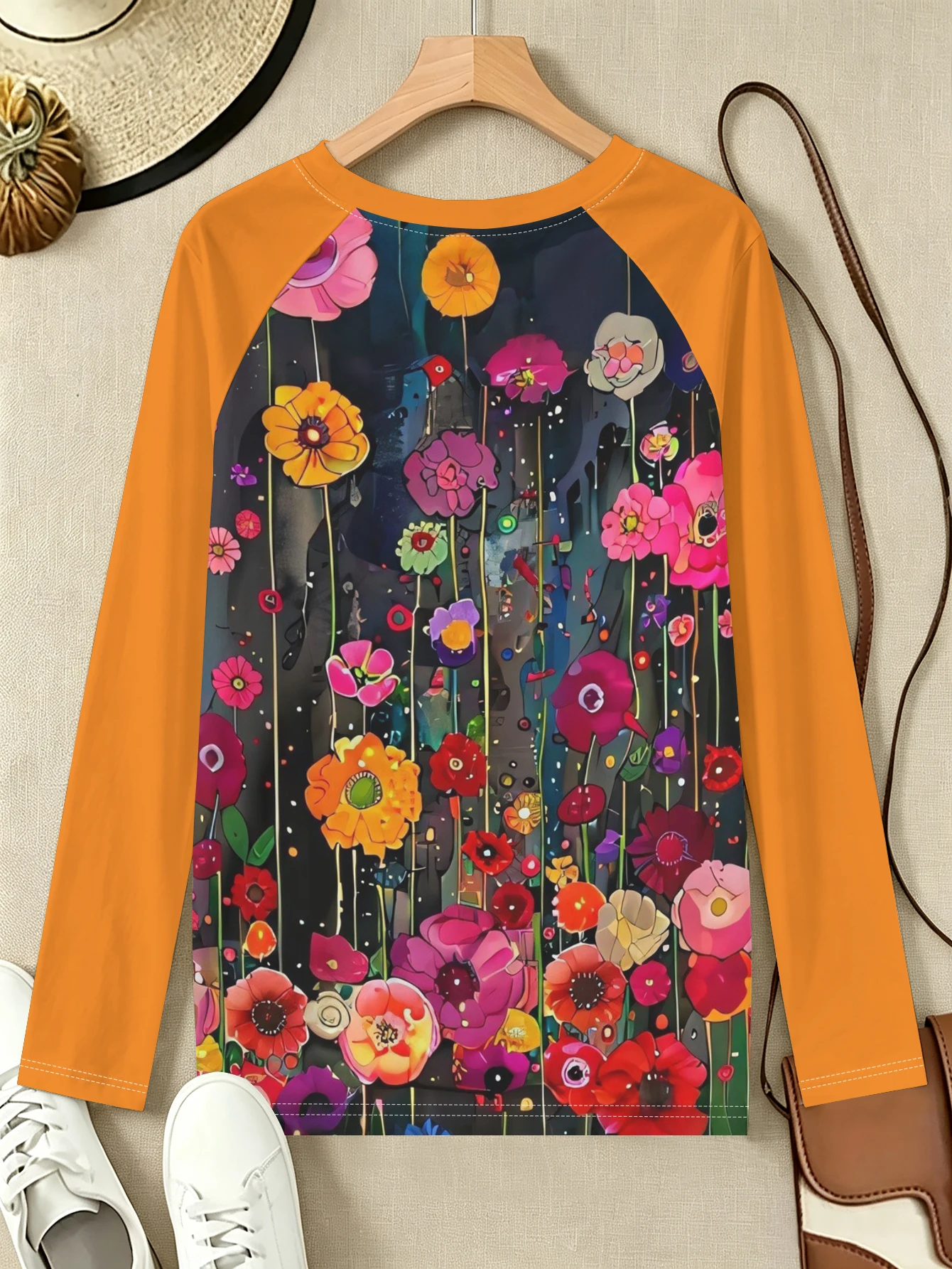 Kaos Wanita Motif Bunga Cerah - Printed Floral Shirt ulasan dan harga