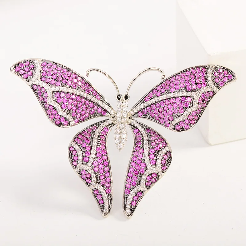 OKILY Retro Butterfly Brooch Pins Zirconium Temperament Corsage for Women Coat Fashion Accessories Pins Ornament Wedding Gift