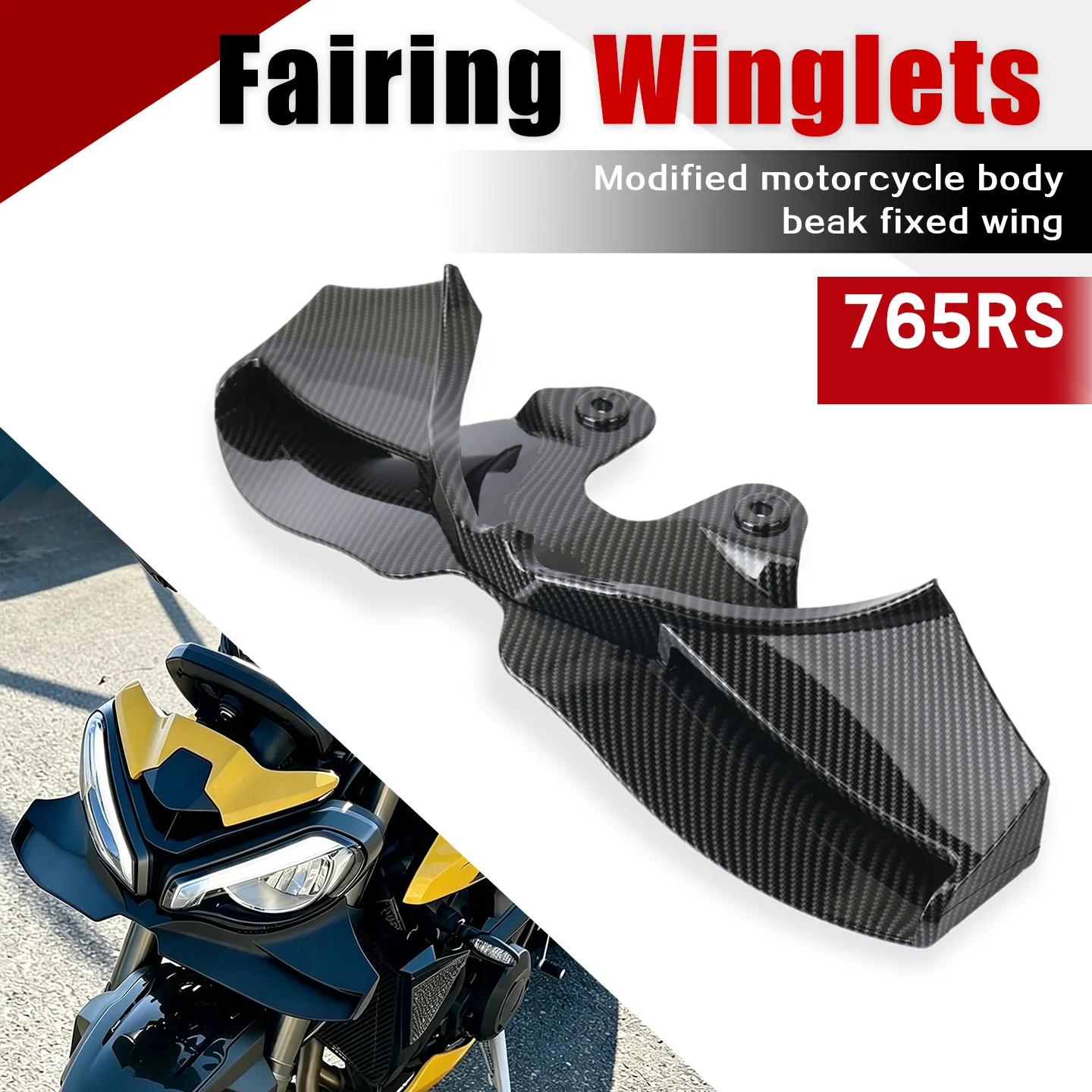

For Street Triple 765RS 2019-2025 Motorcycle Front Spoilers Winglet Fairing Wind Wing Cover Front Beak Aerodynamics Deflector