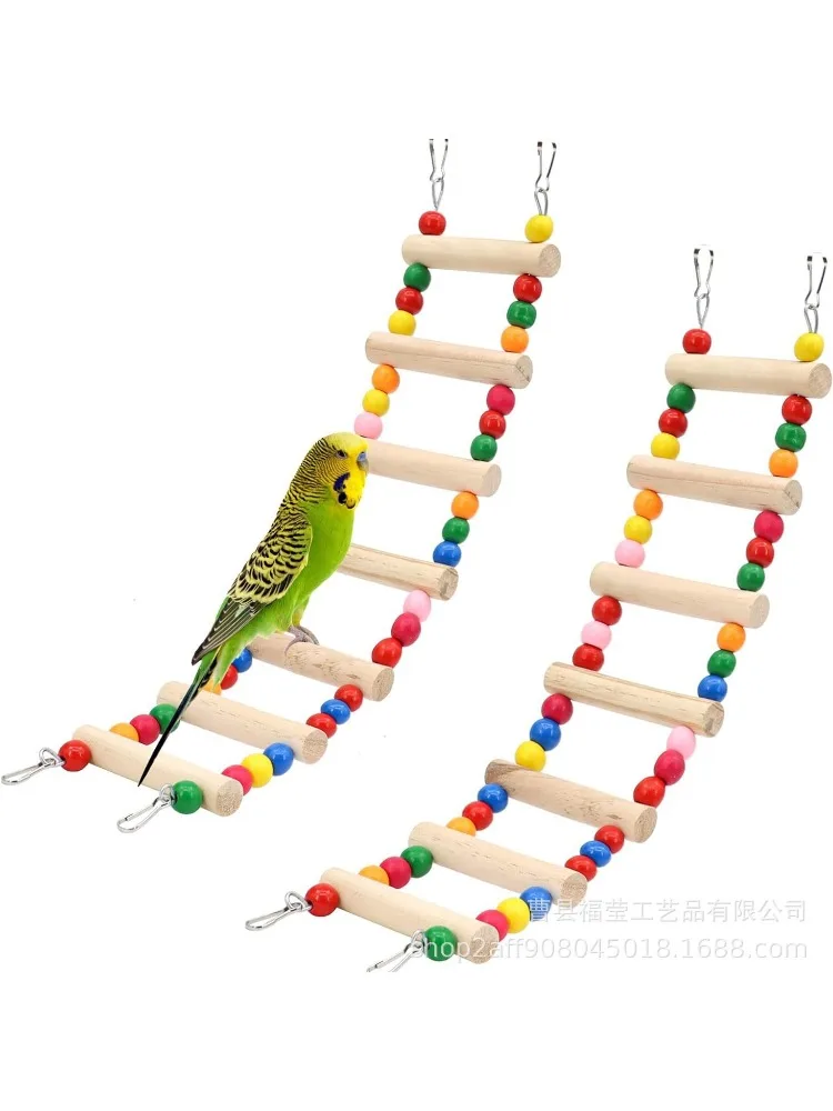 Bird Toys Set Swing Chewing Training Toys Small Parrot Hanging Hammock Parrot Cage Bell Perch Toys with Ladder Pet Supplies 1pc