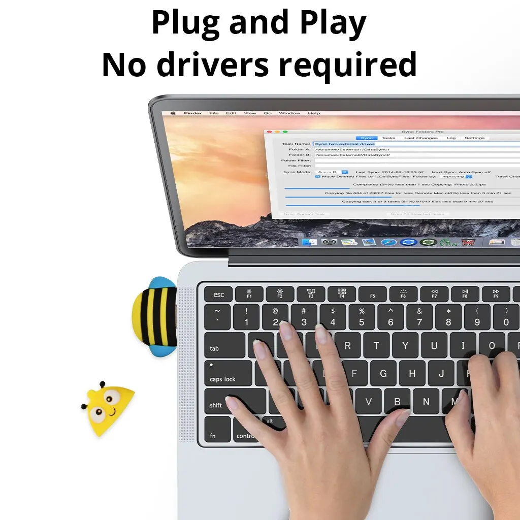 USB флеш-накопитель Bumblebee в форме пчелы, ПВХ, емкость 64 Гб