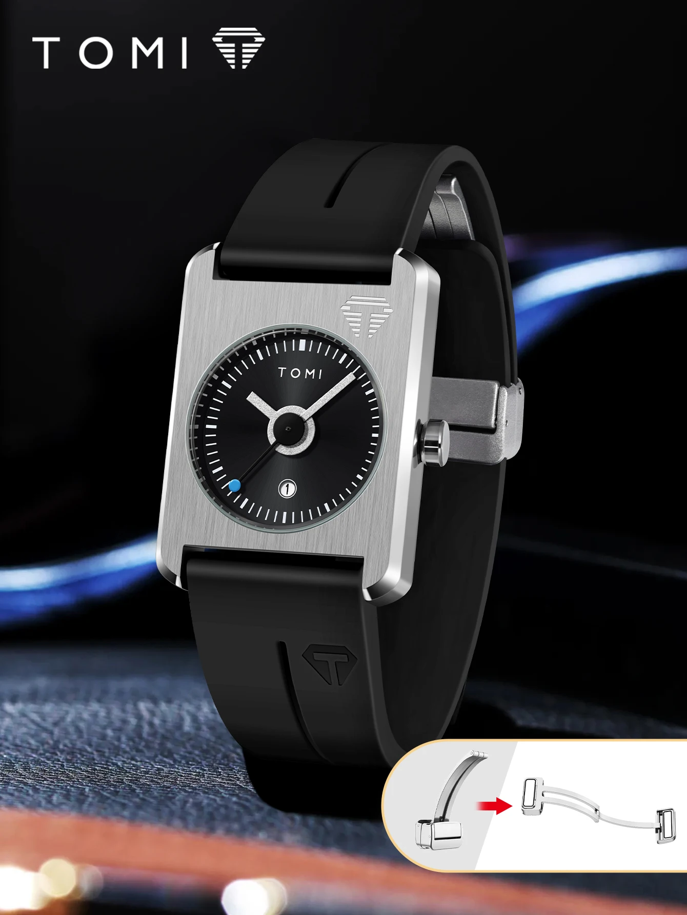 TOMI Herren-Modeuhren Quarzuhren Quadratisches Kleines Zifferblatt Armbanduhren Magnetverschluss-Uhren Einfache Freizeituhren