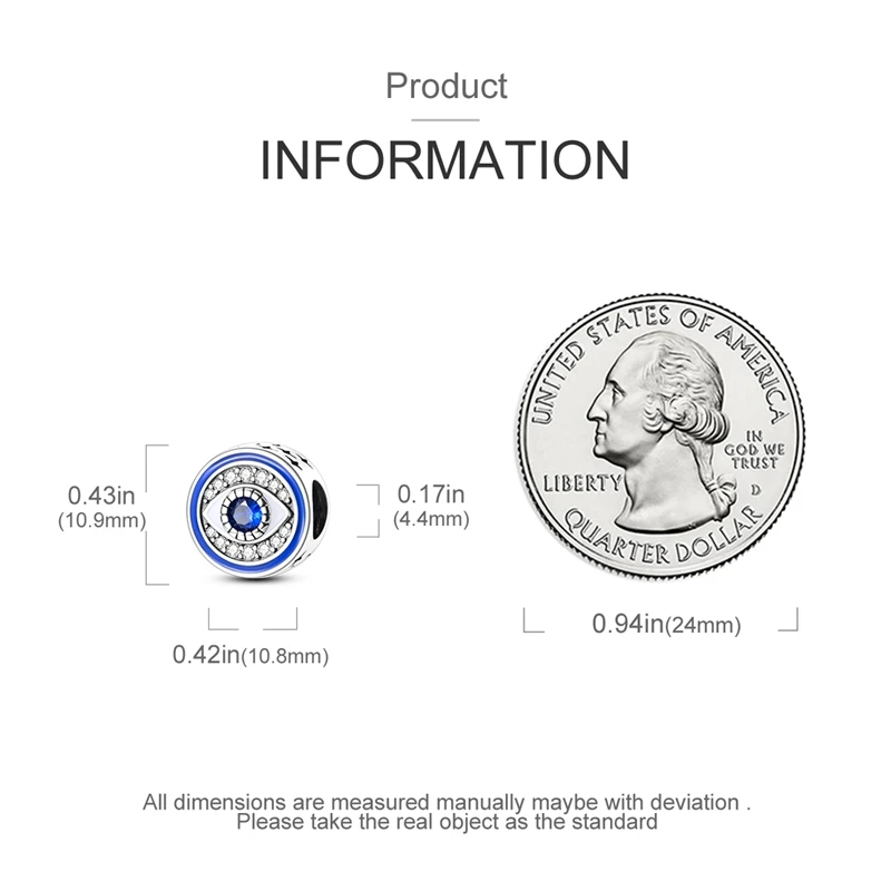 925 Sterling Silber blaue Augen und Palme Charms Kreuzigung Perlen Frauen Freundinnen Schmuck Geschenk – Detail 34