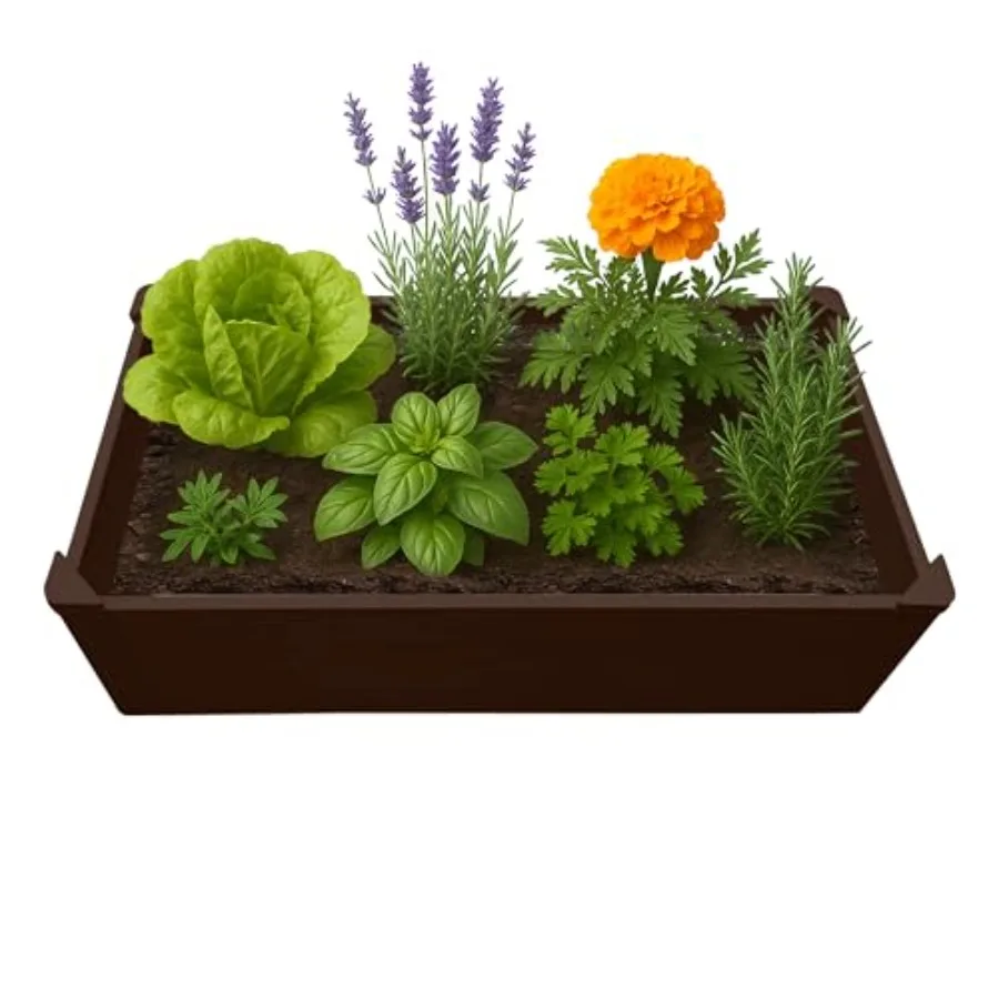 

Приподнятая грядка-клумба 2x4 фута - Коричневый ящик для растений из HDPE - Не требует инструментов - Набор для самостоятельной сборки для городского садоводства (цветы, травы и овощи)