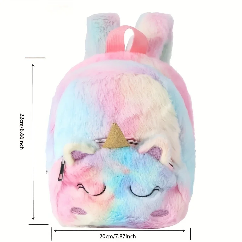 Unicorn Plush Backpack for Girls Cute Soft Toddler School Book Bag Kawaii Fluffy Kids Backpacks Stuffed Animal Toy Birthday Gift