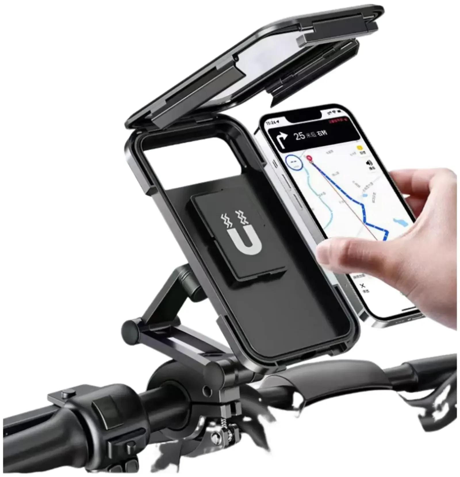 

Adjustable Retractable 360° Rotating Bike Phone Holder Waterproof Anti-Shock Motorcycle Mount Touchscreen Compatible