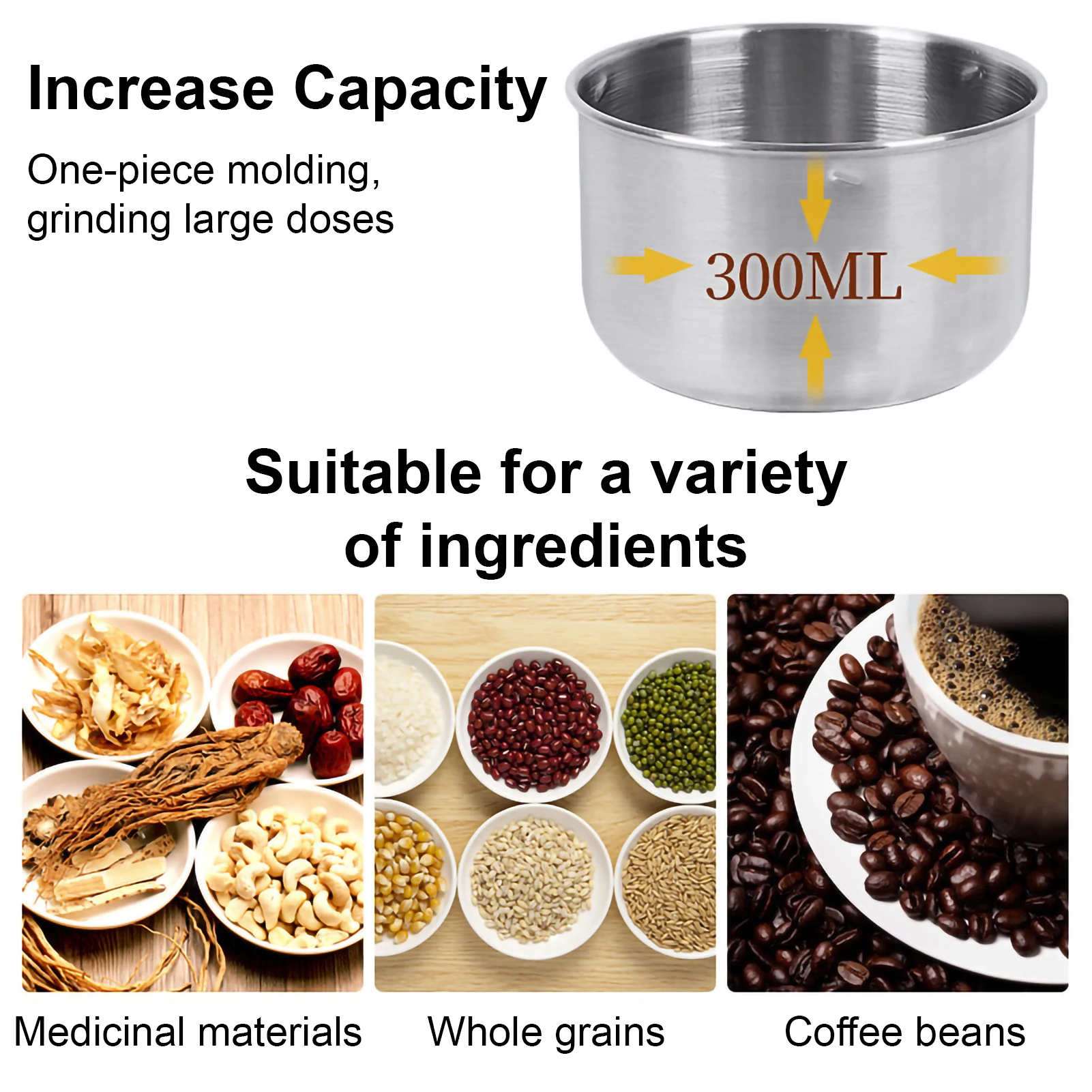 Mini Electric Grinder Household 300ml Ultrafine Baby Food Pulverizer Coffee Grinder Spice Pepper Grinder Grain Mill 2/4 Blades