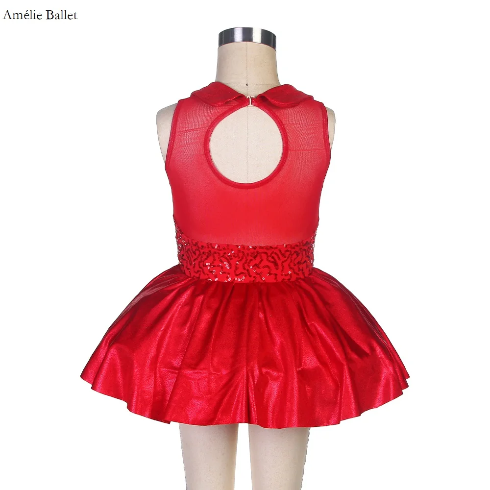 

15042 Red Sequin Spandex Ballet Tutu Skirt Jazz Dance Costumes Girls & Women Sparking Dance Dresses 3 Colors