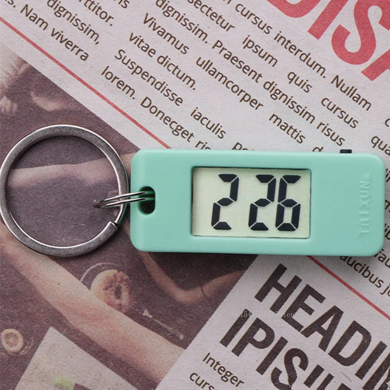 Unisex Student Electronic Clock Keychain Mini Electronic Student Oval Watch Digital Table Time Display Clock Hanging Keychain