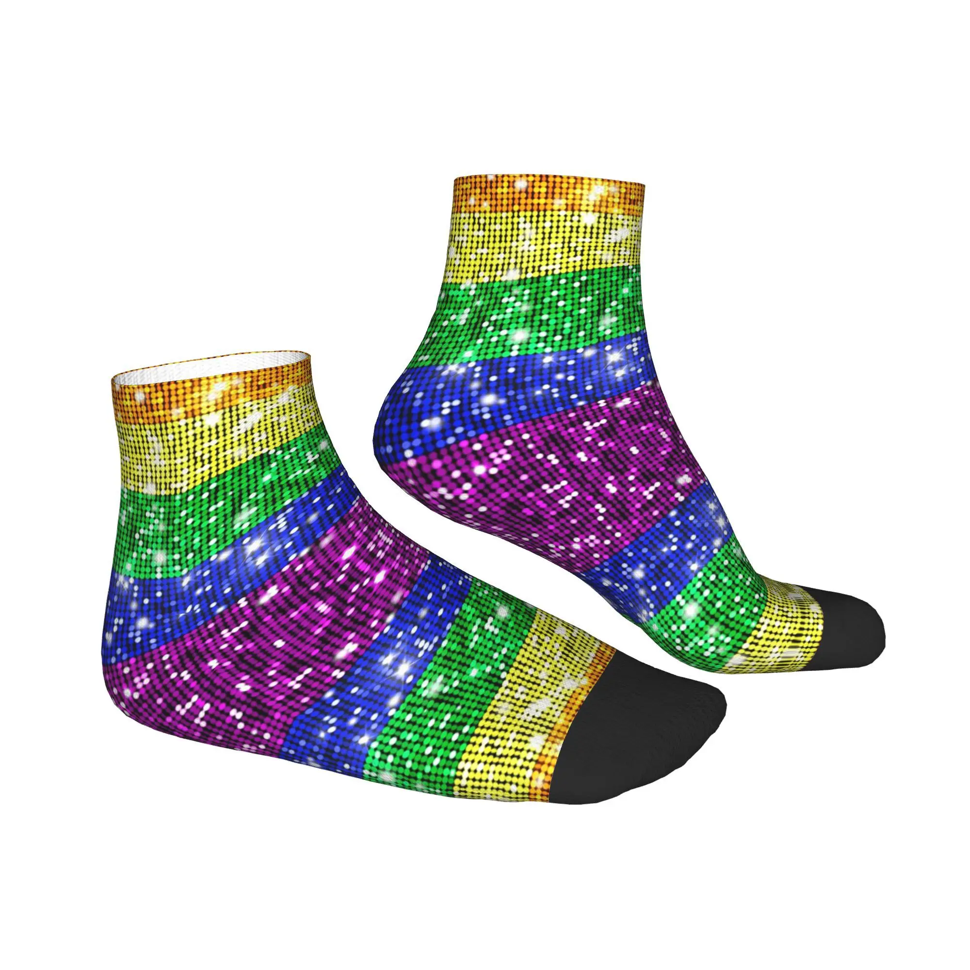 Calzini lesbici gay LGBT con bandiera dell'orgoglio arcobaleno con glitter finti Calze Harajuku Calzini per tutte le stagioni Accessori per regali unisex