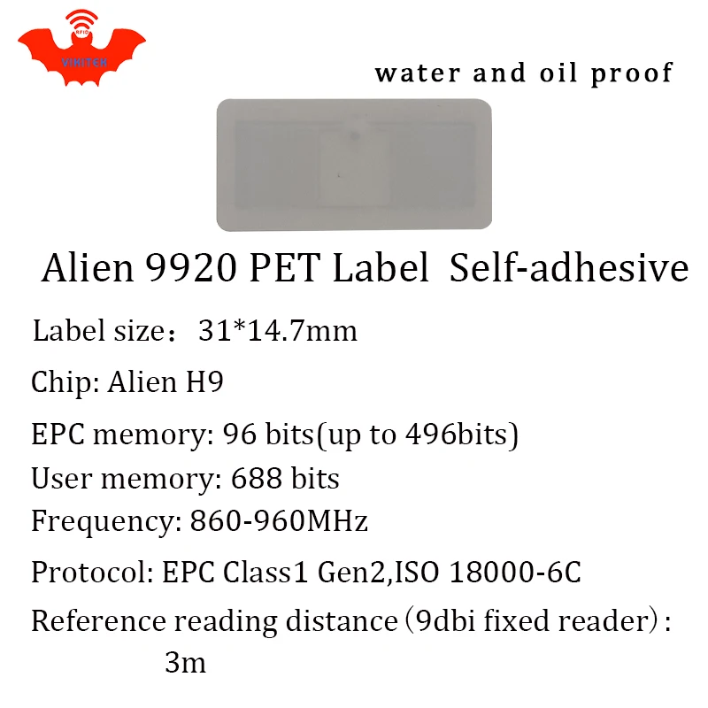 UHF RFID tag Alien 9920 printable PET label 915mhz 900mhz 868mhz 860-960MHZ H9 EPCC1G2 6C smart card passive RFID tags label