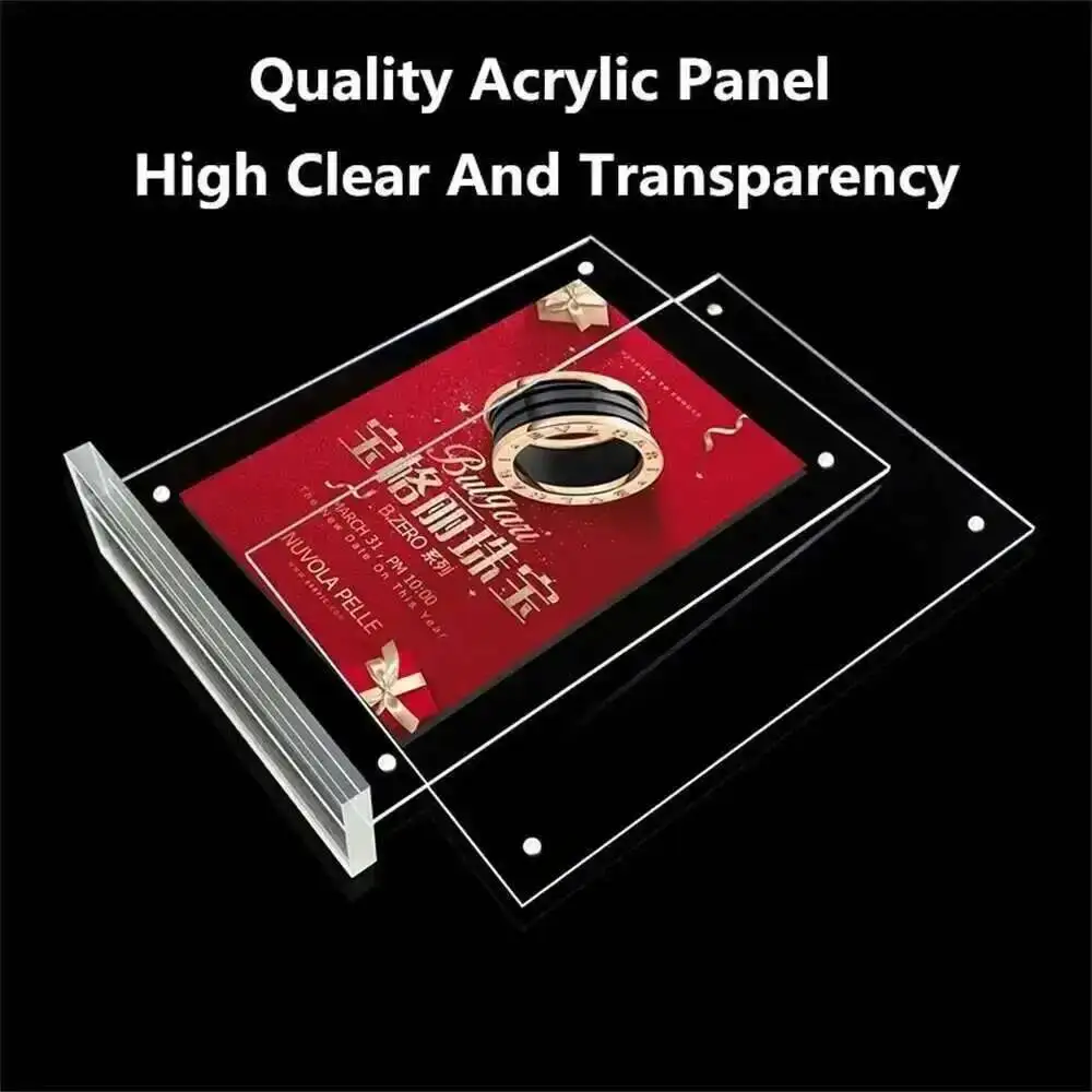 Magnetic Double-sided T-type A4 Acrylic Bracket Business Card Display Stand Menu Paper Photo Frame