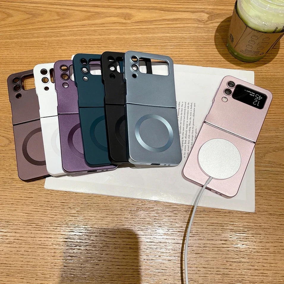 حافظة لهاتف سامسونج ZFlip 4 فاخرة لهاتف Magsafe غير لامعة لهاتف سامسونج جالاكسي Z Flip 6 4 3 5 7 Flip4 شاحن لاسلكي غطاء سيليكون ناعم #6
