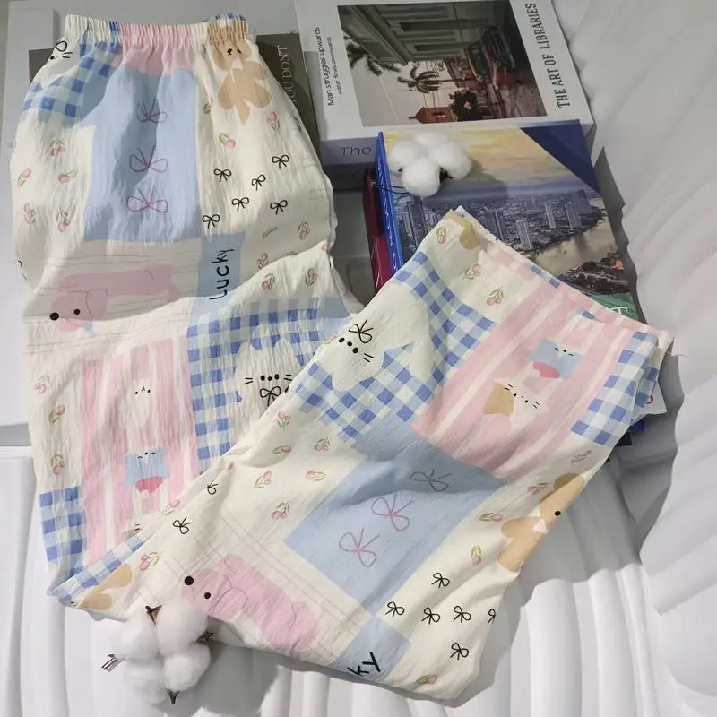 Cartoon Print Casual Sleep Pants New Spring and Summer Loose Casual Pants Wide-Leg Home Pants 2026 Long Thin Outside Pant