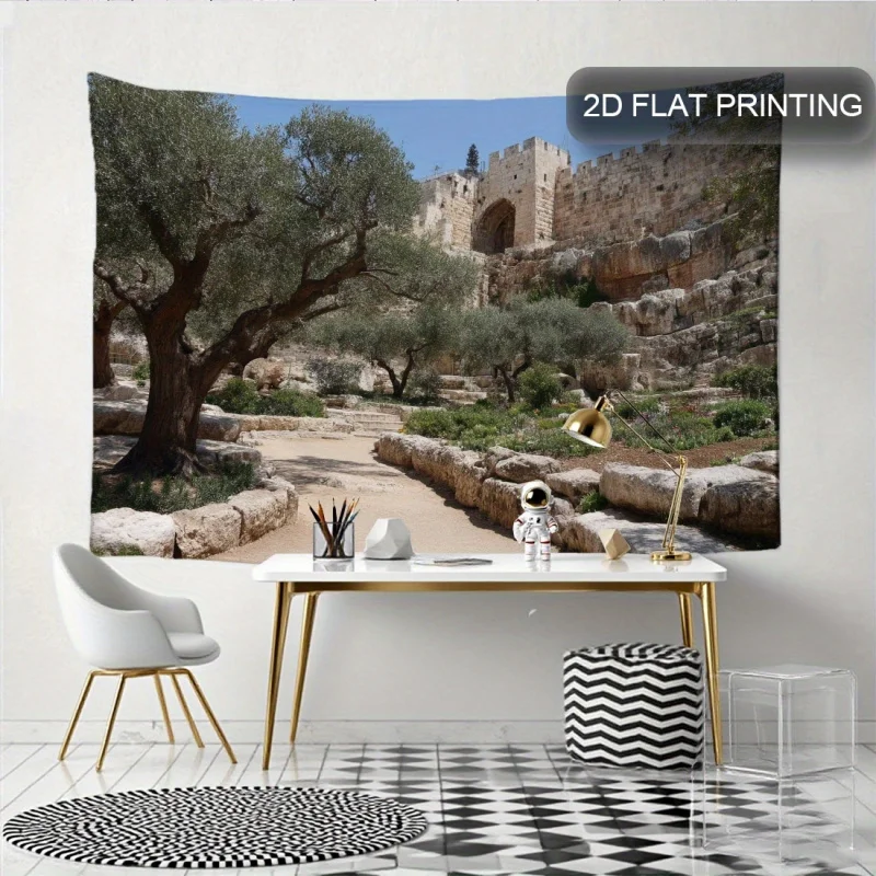 Olive Tree Landscape Tapestry In American Jesus Garden Living Room Bedroom Dormitory Polyester Fiber Wall Hanging