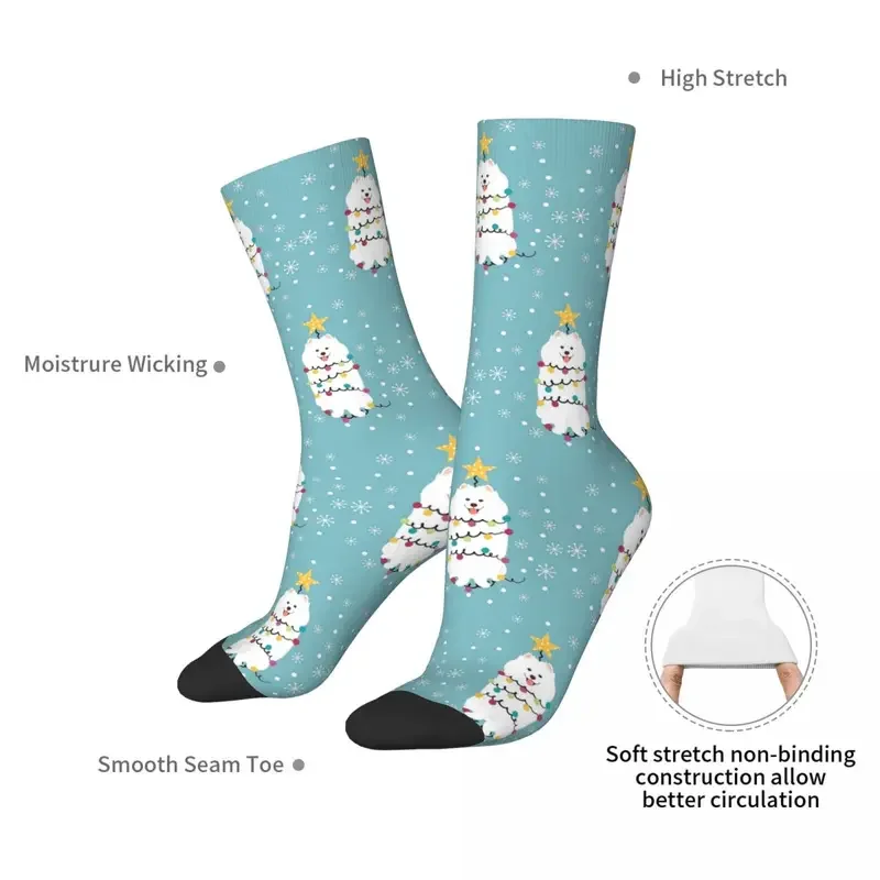 Y2K Samoyed Christmas Tree Harajuku Super Soft Stockings All Season Long Socks Accessories For Unisex Gifts