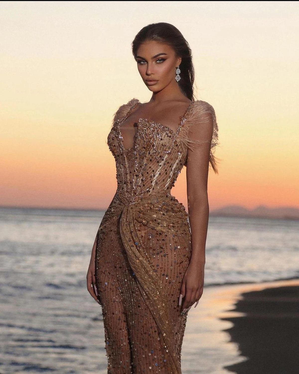 Luxurious Crystal Evening Dresses Sequined Spagheti Straps Mermaid Prom Dress New Designed Elegant Formal Party Gowns